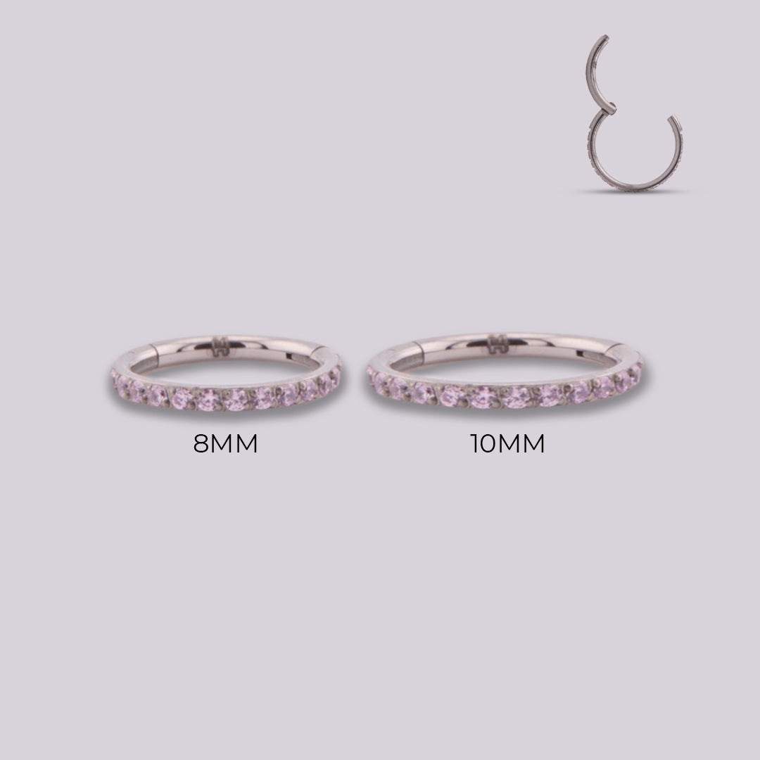 Aro Clicker Zirconia Rosa en Titanio