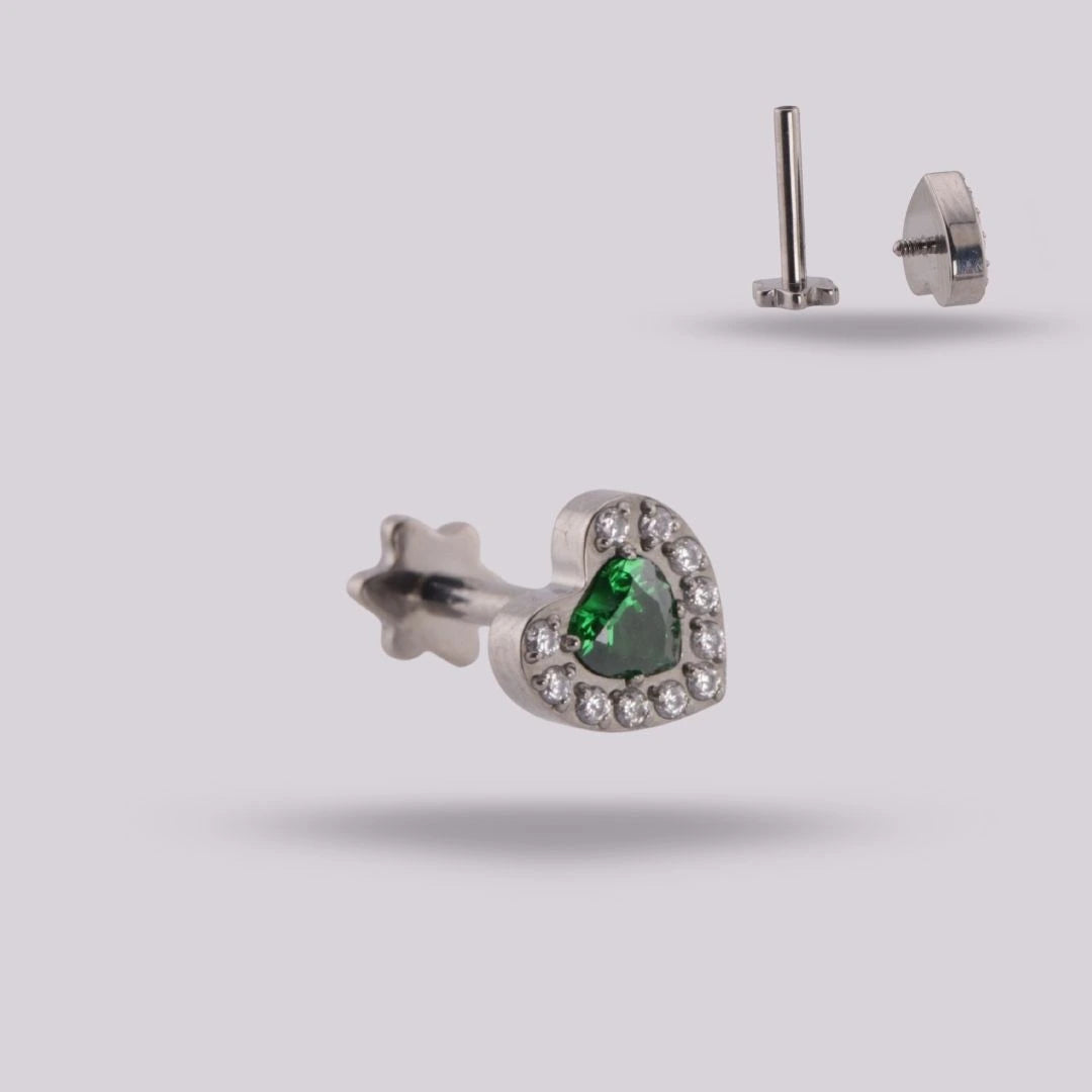 Green Heart Labret in Implant-Grade Titanium