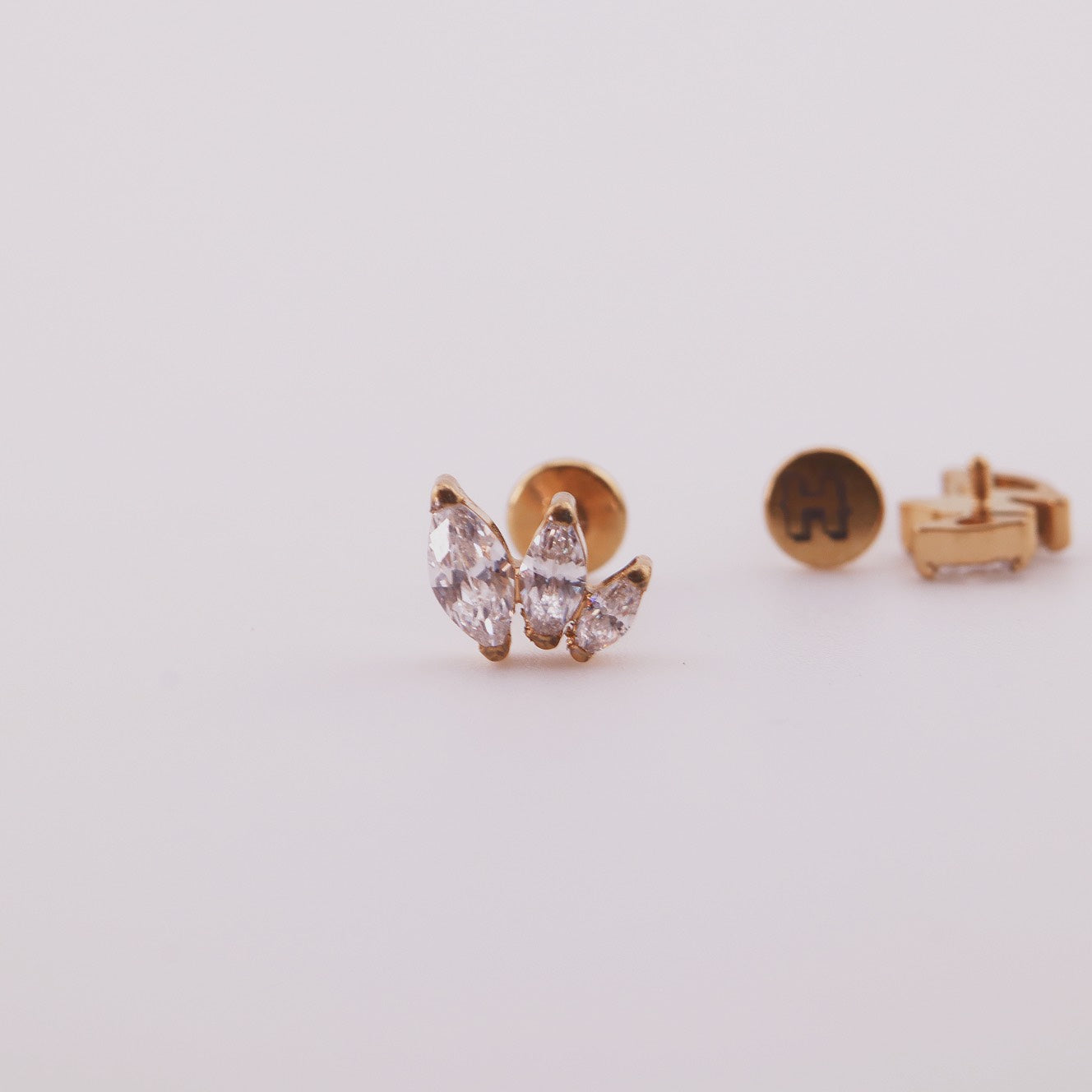 Labret Corona Mery en Titanio – Dorado y Plateado