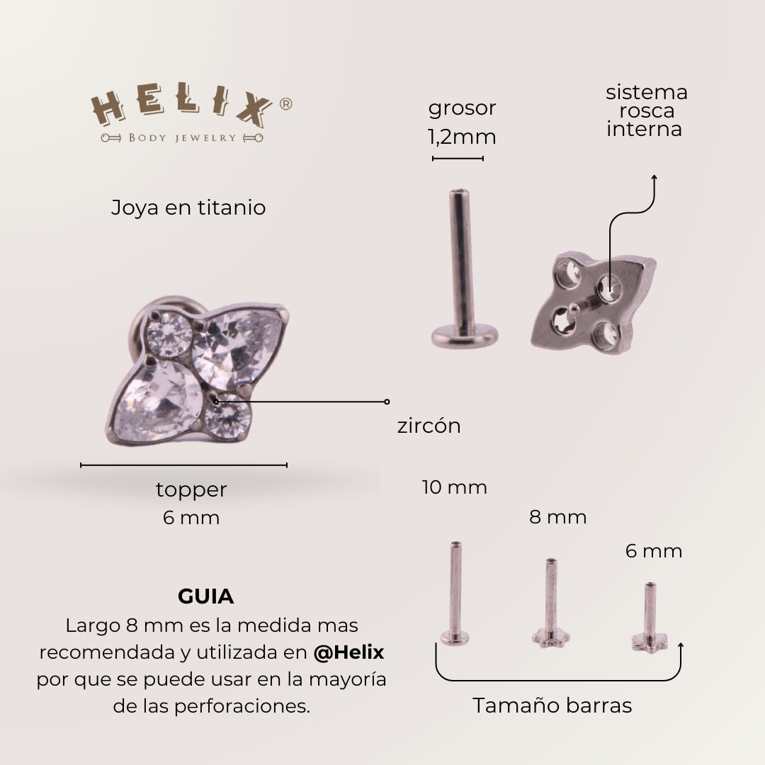 Labret Jaspe en Titanio Grado Implante con Zirconia