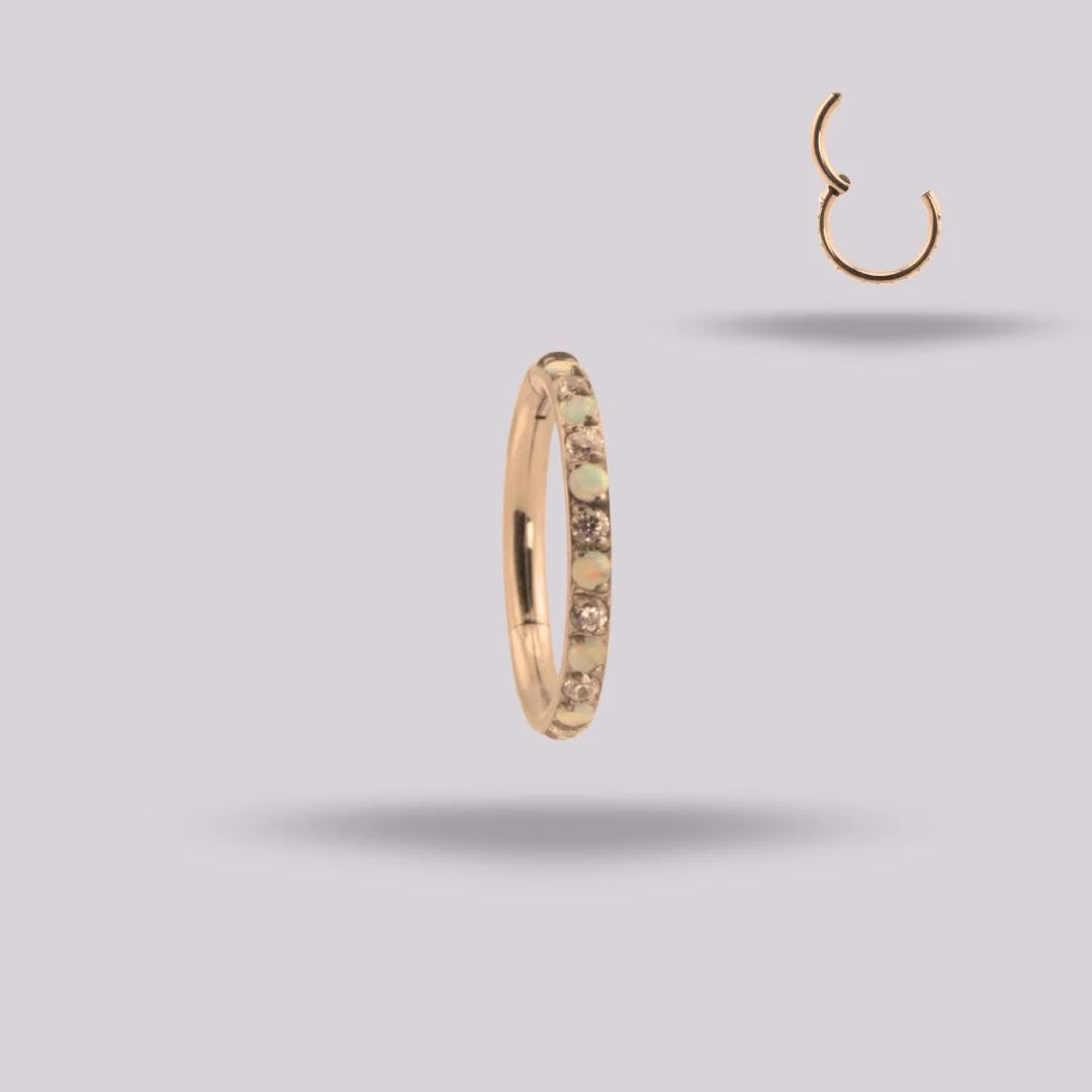 Irla Clicker Hoop in Titanium | Iridescent Opal