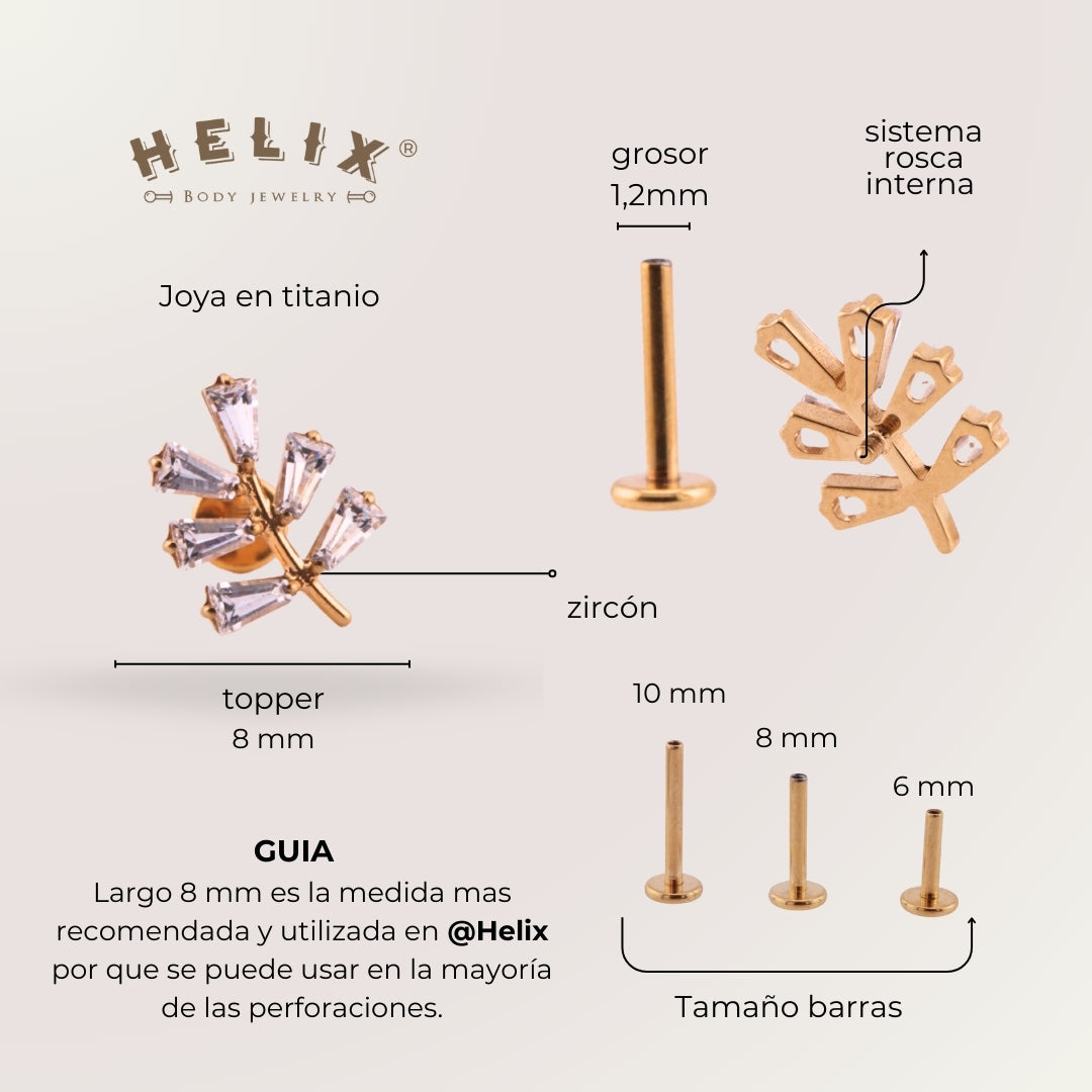 Labret Laurel en Titanio Grado Implante con Zirconias Hexagonales
