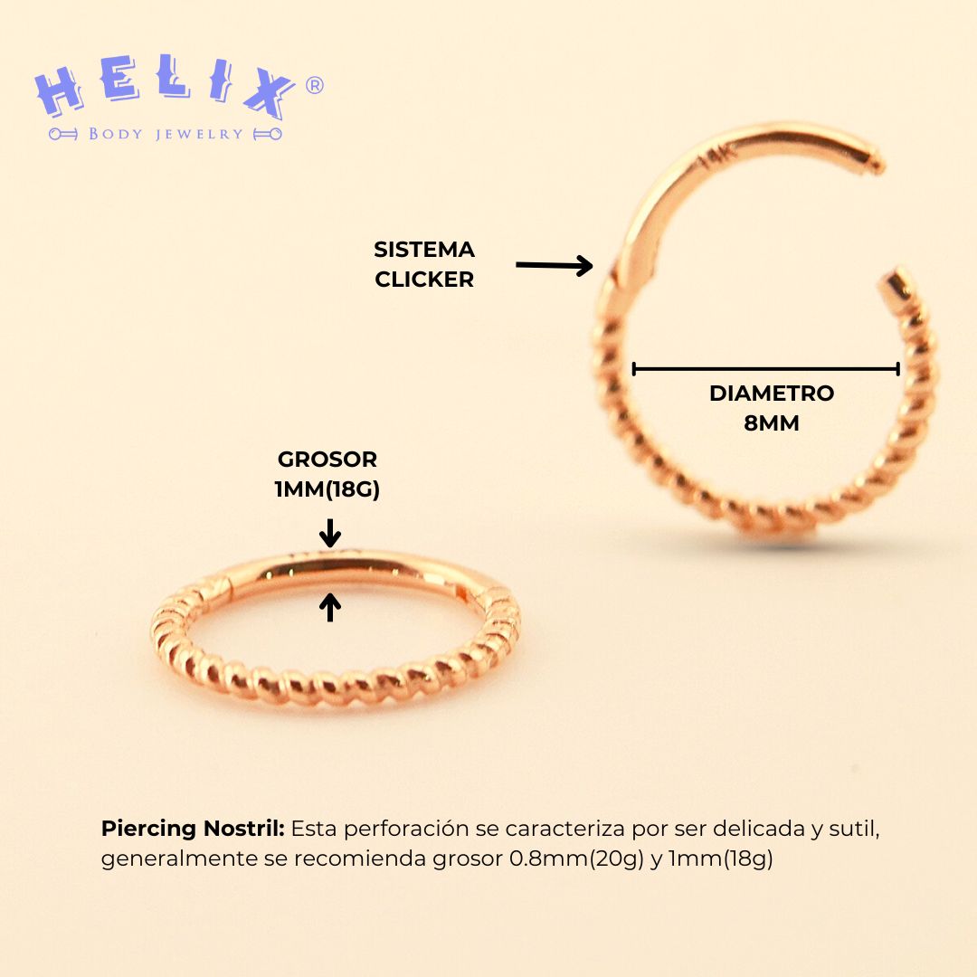 Aro Braid Luxury Oro 14K para Nariz