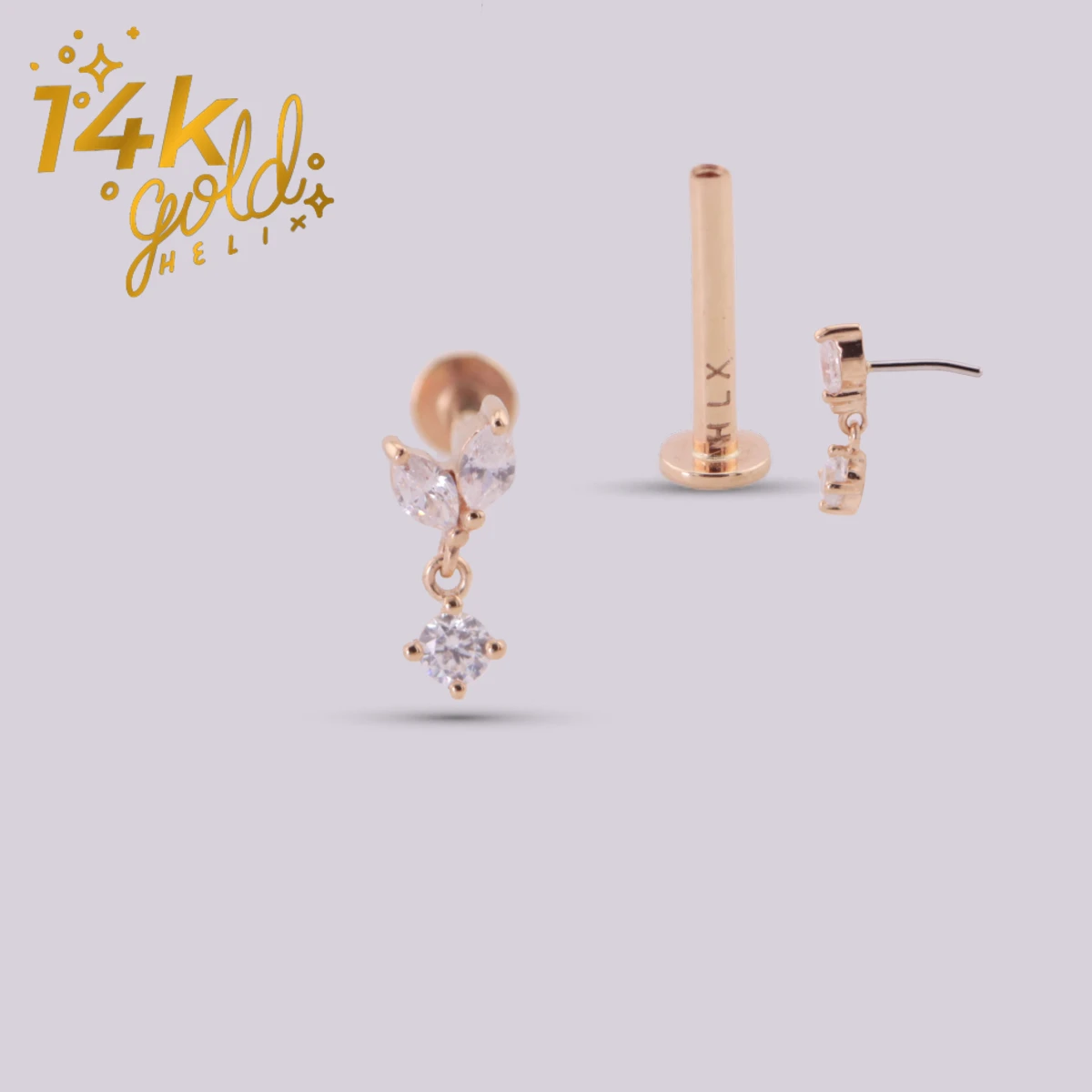 Labret Aroa Luxury Oro 14K con Cristales Swarovski