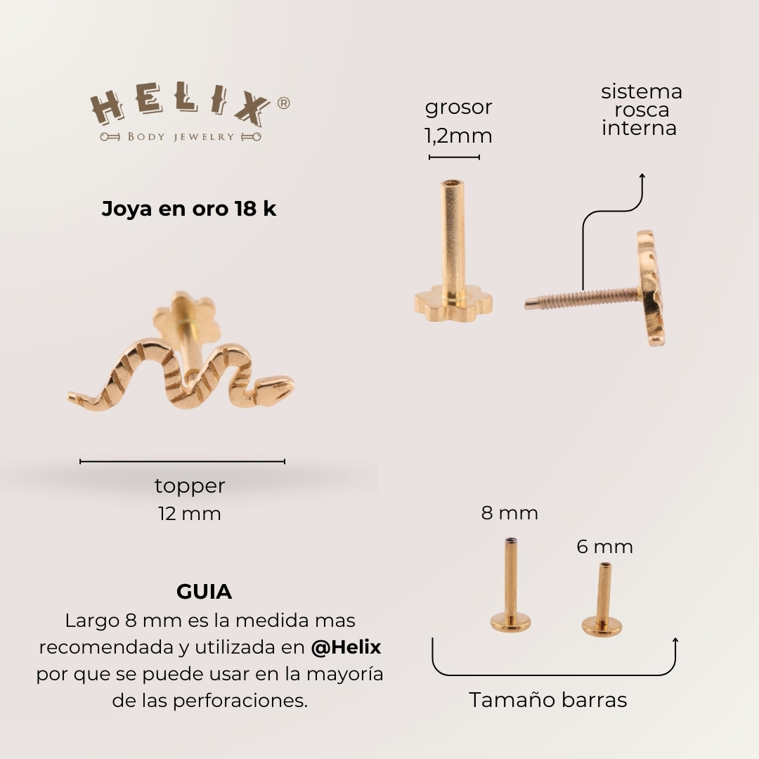 Labret Serpiente en Oro Sólido 18K