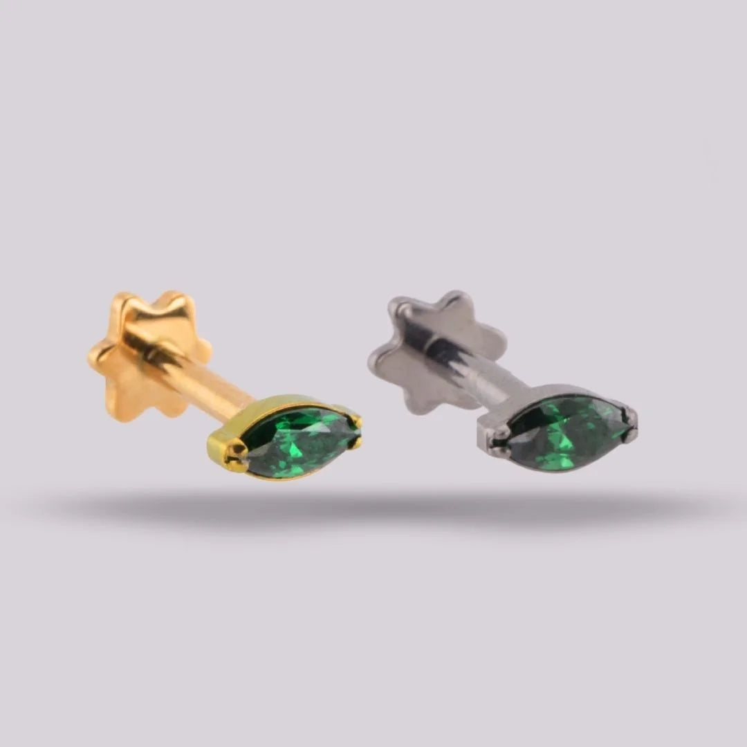 Green Sapphire Titanium Labret