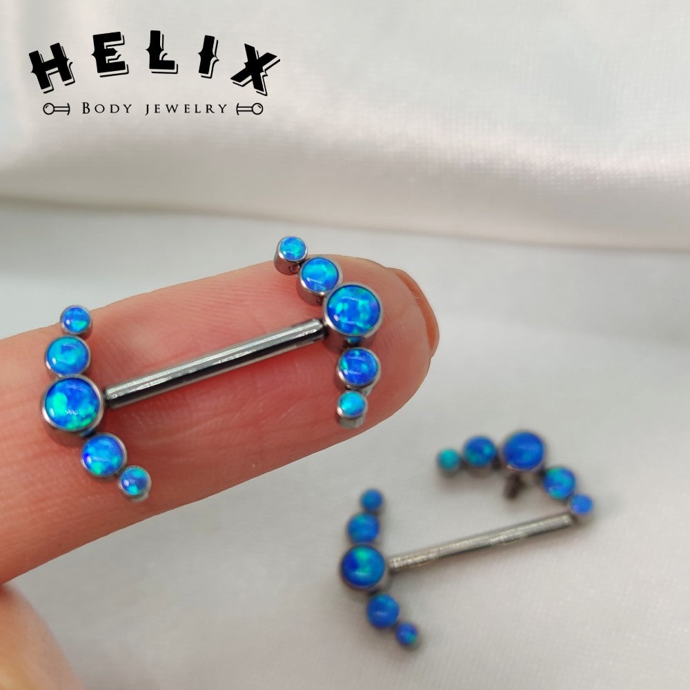 Nipple Aura en Titanio con Ópalo Zirconia #05