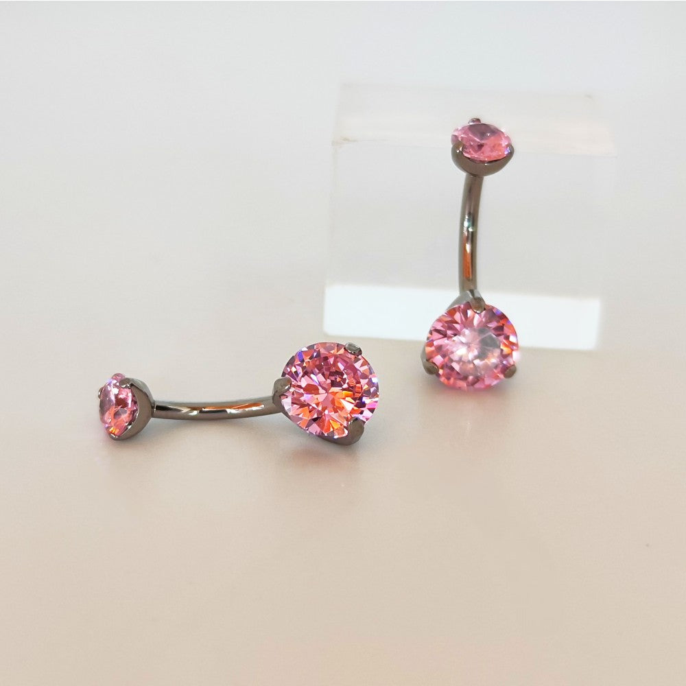 piercing ombligo, piedra zircon elaborado en titanio